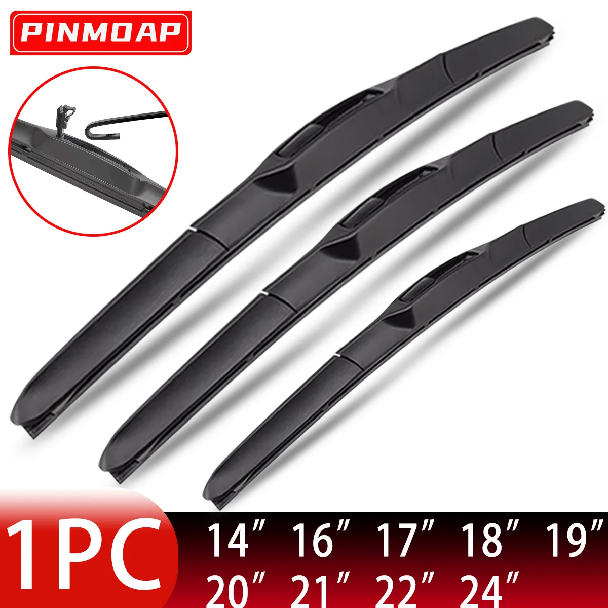 Car Front Windshield Three Stage Wiper Universal U/J Hook 14"16"17"18"19"20"21"22"24" Car Front Wiper Blade Brush Accessories