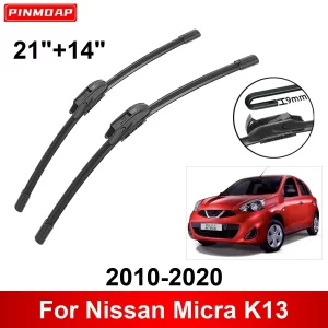 Car Wiper for Nissan Micra K13 2010-2020 21" + 14" Front Rear Wiper Blades Brushes Cutter Accessories 2016 2017 2018 2019 2020