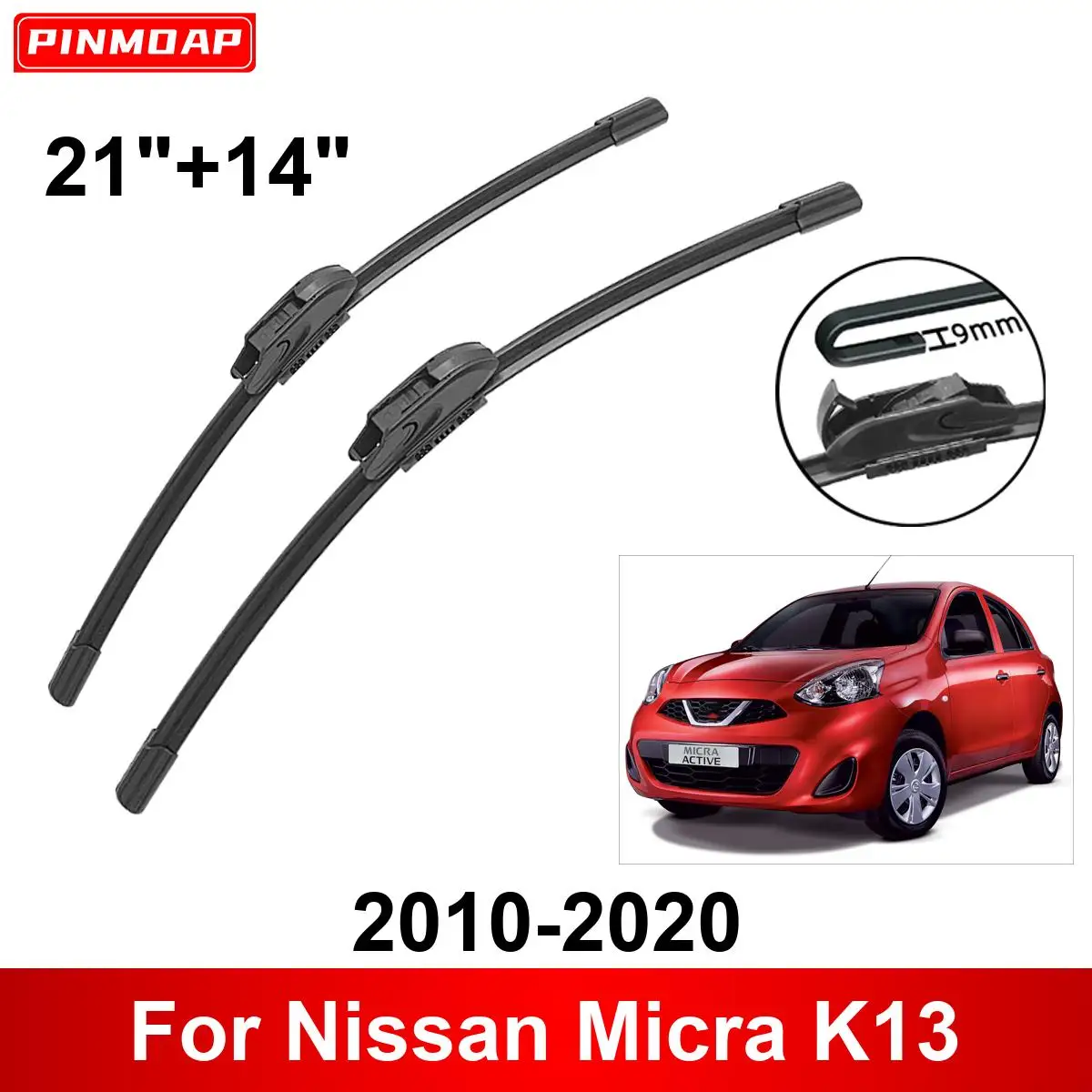 Car Wiper for Nissan Micra K13 2010-2020 21" + 14" Front Rear Wiper Blades Brushes Cutter Accessories 2016 2017 2018 2019 2020