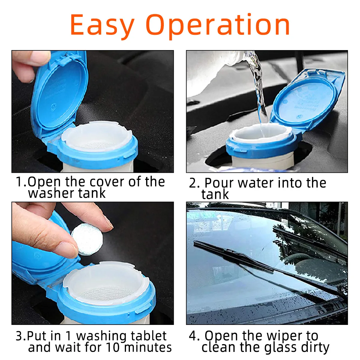 100pcs Car Windshield Glass Concentrated Washer Tablets Solid Car Effervescent Tablets Glass Solid Wiper Cleaning Tablets fo - Image 2