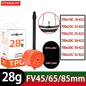 PINMOAP 28G Ultra Light TPU Road Bicycle Inner Tube 700x18/23/25/28/30/32C 45/65/85mm French Style Air Nozzle Bicycle Inner Tube