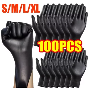 100/50/20/10PCS Black Nitrile Gloves Thickened Disposable Gloves for Cleaning Hairdressing Waterproof Dishwashing Tattoo Gloves