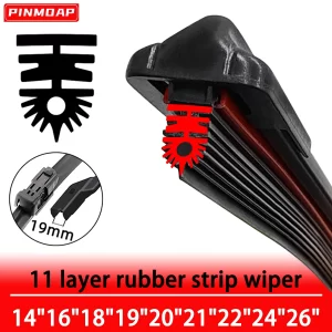 11 Layer Rubber Strip Wiper Blades For Car Front Windshield Wipers 14"16"17"18"19"20"21"22"24"26" Suitable For 19mm Interface