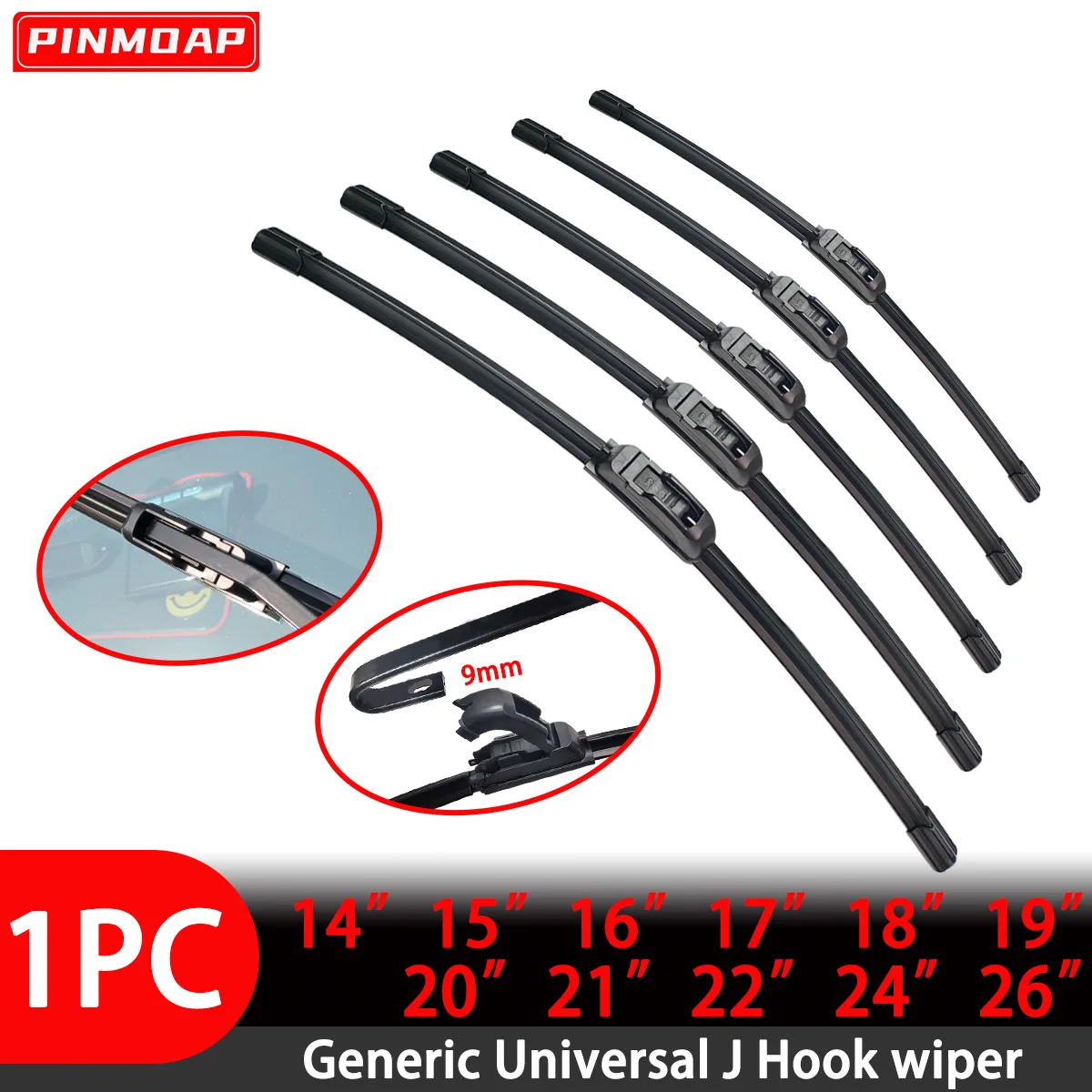 Wiper Universal J/U-Shaped Car Windshield Wiper Blade Accessories 14"15"16"17"18"19"20"21"22"24"26"Car Windshield Wiper Blade
