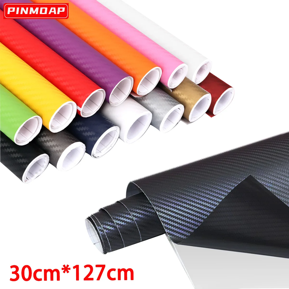 PINMOAP 1PC 3D Carbon Fiber Car Stickers Car Color Changing Film Carbon Fiber Sticker Interior Center Console Body Roof Sticker