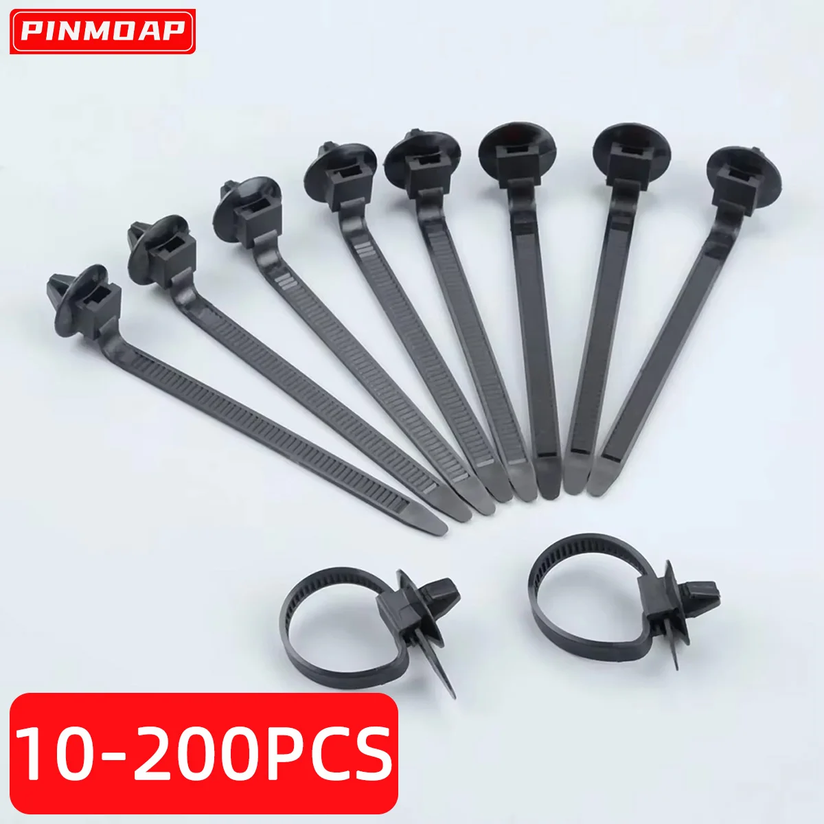 PINMOAP Automotive Push Wire Harness Tie Black Nylon Zip Tie Multi Purpose Self-Locking Zip Ties Used For Indoor Wire Bundling