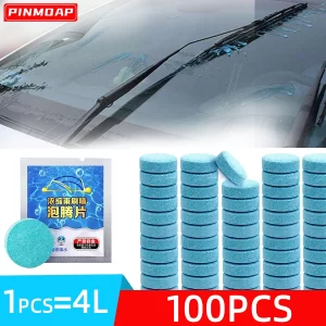 100pcs Car Windshield Glass Concentrated Washer Tablets Solid Car Effervescent Tablets Glass Solid Wiper Cleaning Tablets fo
