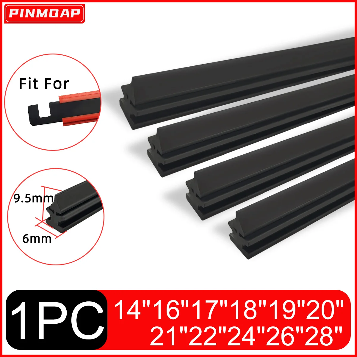 PINMOAP Car Wiper Filler Strip 6mm Natural Rubber Strip 14"16"17"18"19"20"21"22"24"26"28"Can Be Cut Wiper Filler Strip Car Parts